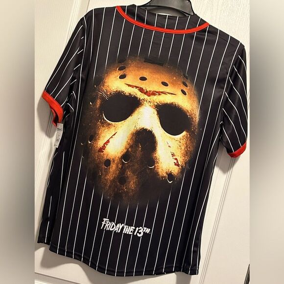 Friday the 13th Jason Mask Baseball Jersey -Horror Movie Fan Apparel, Size L NEW - Picture 3 of 5